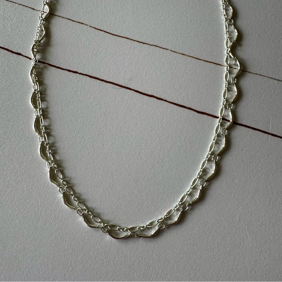 Kendra Scott Lori Silver Double Layer Multi Strand Scalloped Necklace - Picture 2 of 7